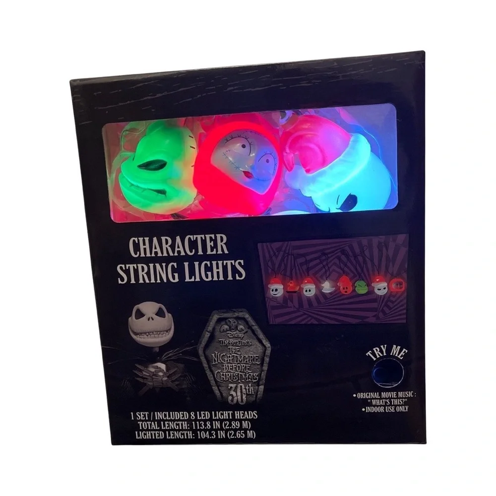 NIB The Nightmare Before Christmas Character String Lights Music “What’s This”